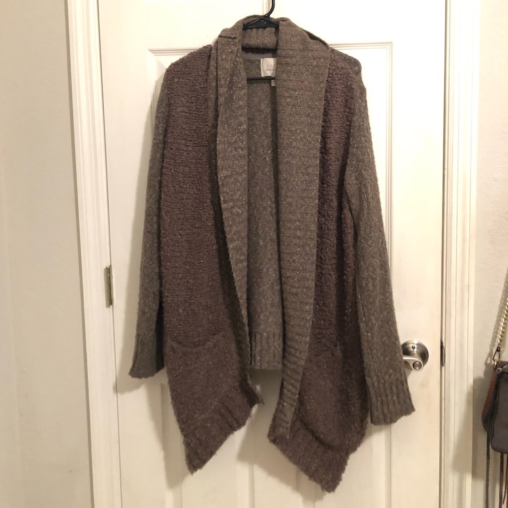 Brown Thick Cardigan with Pockets